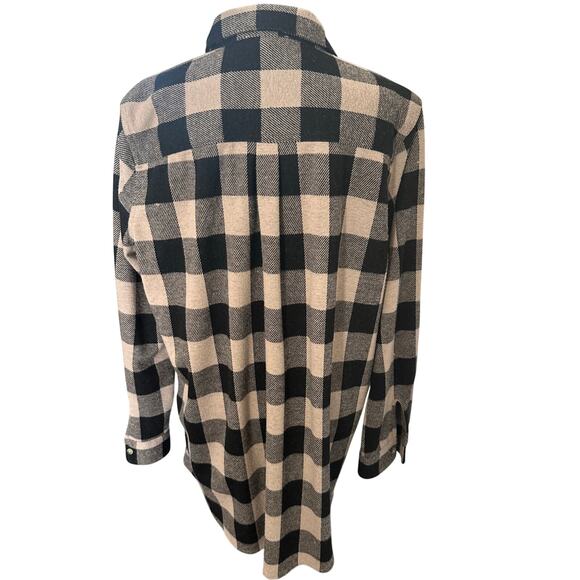 BeachLunchLounge- Tyler Flannel Tunic Shirt - Black/Cream - XL - Picture 8 of 14